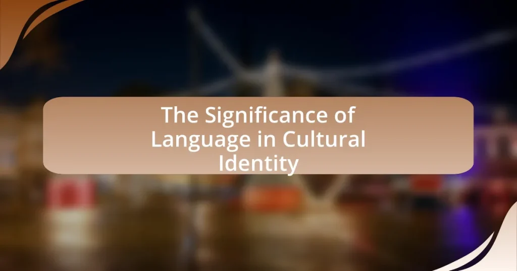 The Significance of Language in Cultural Identity